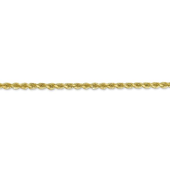 2.75mm 10k Yellow Gold Solid Diamond Cut Rope Chain Bracelet, 7 Inch